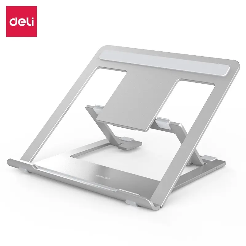 Support Laptop et Tablette Pliable Deli en Aluminium Réglable 11 -15.6" Gris