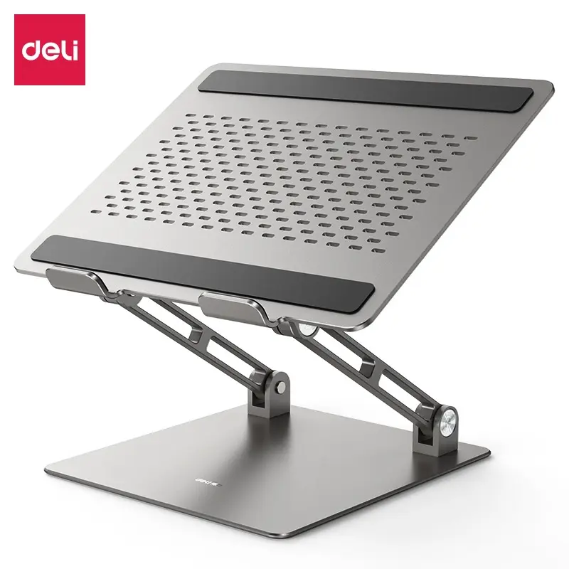 Support Laptop et Tablette Pliable Deli en Aluminium Réglable 11 - 17" Gris 