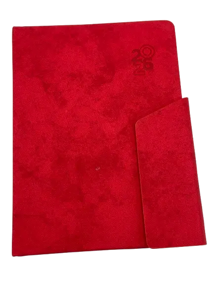 Agenda Journalier SAMBRA A5 2026 Granulée / Effet Froissé  Avec rabat  Rouge 2724-RG