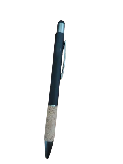Stylo De Sérigraphie à Bille en Métal Tactile Noir avec Revêtement en Liège