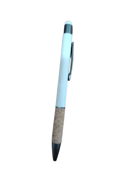 Stylo De Sérigraphie à Bille en Métal Tactile Blanc avec Revêtement en Liège 