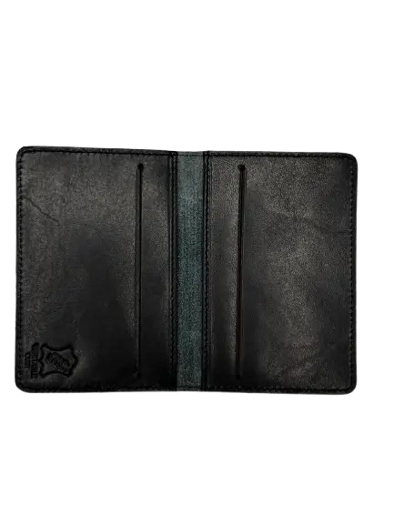 Porte Cartes Crédit  2 Volets En Cuir Noir