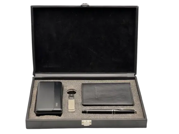 Coffret Lux De PM 4 Pièces Clé USB32GB Porte Passeport Stylo Power Bank20000mAh Noir