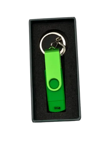 Clé USB et Porte Clé 32GBG OTG avec Boite Vert