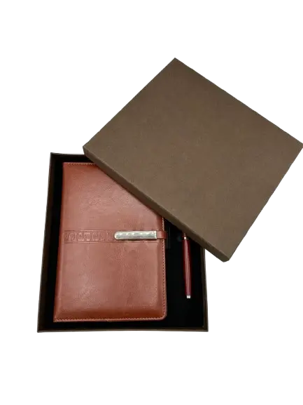 Coffret Notebook GOLDEN avec Stylo Marron