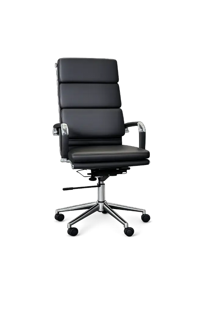 Chaise Directionnelle AURA en Simili Cuir Noir Piètement Chromé 