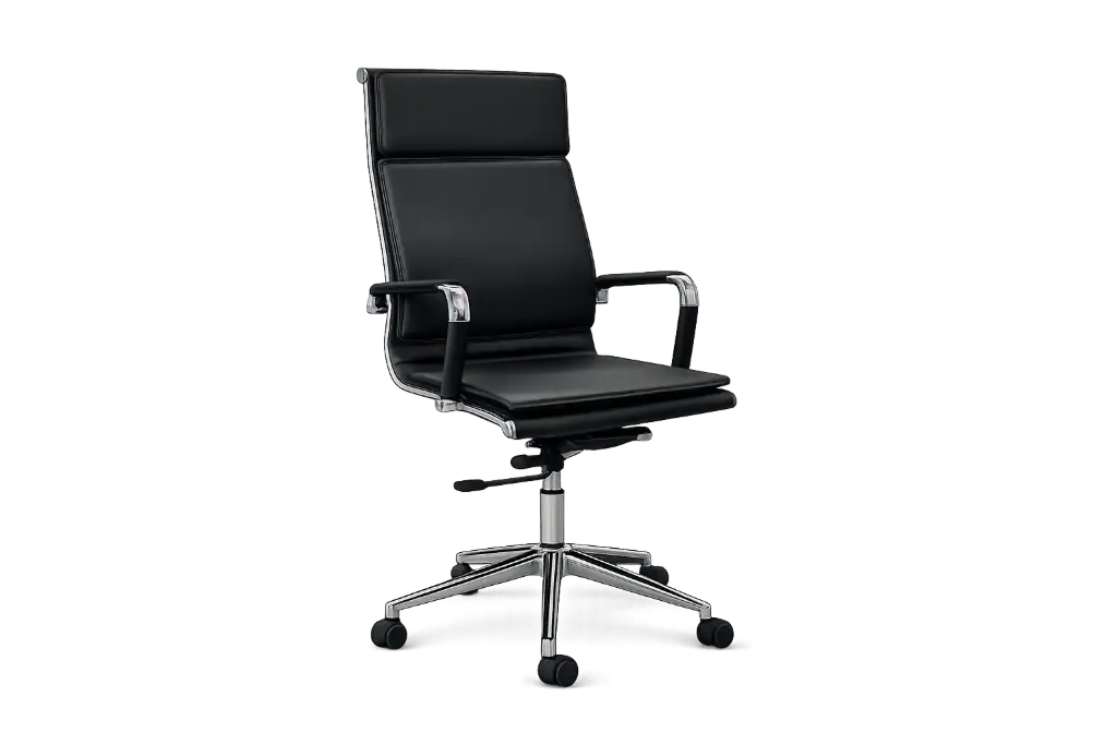 Chaise Directionnelle ELITE Simili Cuir Noir Piètement Chromé 