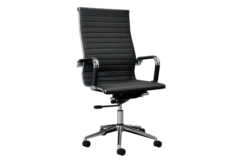 Chaise Directionnelle Noble en Simili Cuir Noir Piètement Chromé 