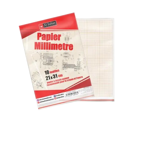Papier Millimétrique AL SULTAN A4 21x31cm Pochette de 10 Feuilles