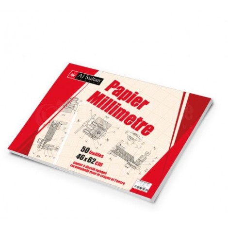 Papier Millimétrique AL SULTAN 46x62cm Pochette de 50 Feuilles