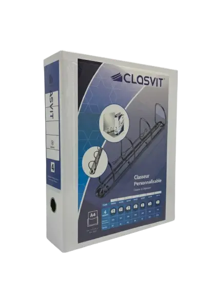 Classeur 4 Anneaux CV A4 en PP 40mm Blanc