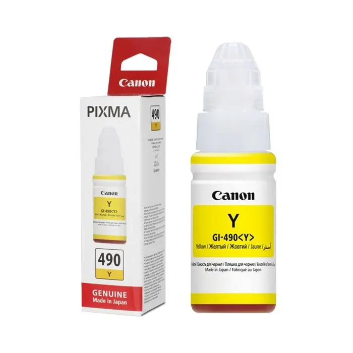 Bouteille D'encre CANON GI-490 Jaune Pour Imprimantes G1400/G2400/G3400