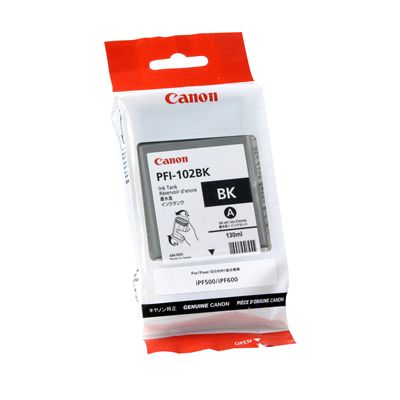 Cartouche D'encre CANON PFI-102BK Noir Pour Imprimantes iPF500 iPF510 IPF600 iPF605 iPF610 iPF610 Plus iPF650 iPF655 iPF700 iPF710 iPF720 iPF750 iPF755 iPF760 MFP M40 LP17 LP24