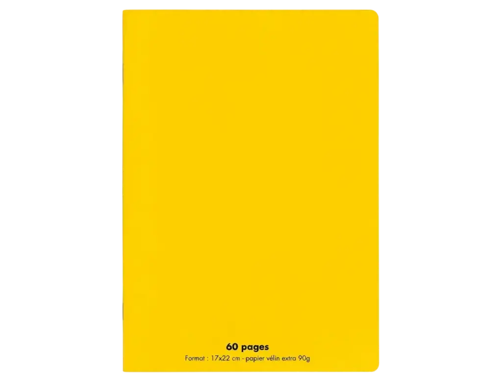 Cahier Piqué CONQUERANT 17x22cm 90g Séyès 60 Pages Couverture en PP Jaune