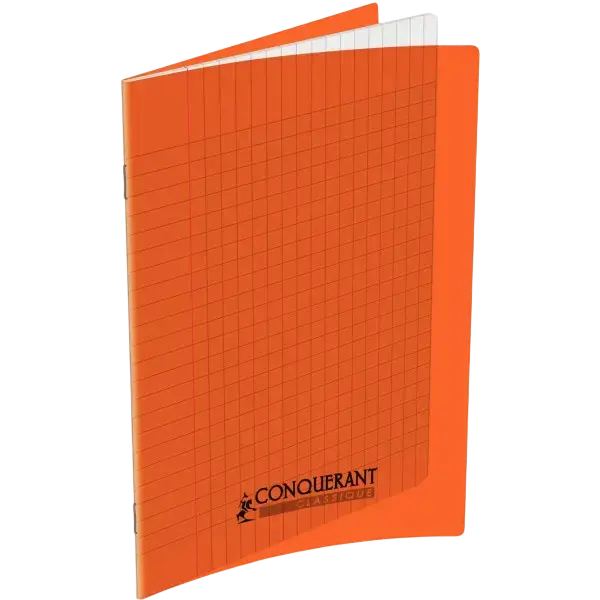 Cahier CONQUERANT 020396 Pique 96 pages Séyès 17x22 90g Couverture Rigide Transparente en PP Orange