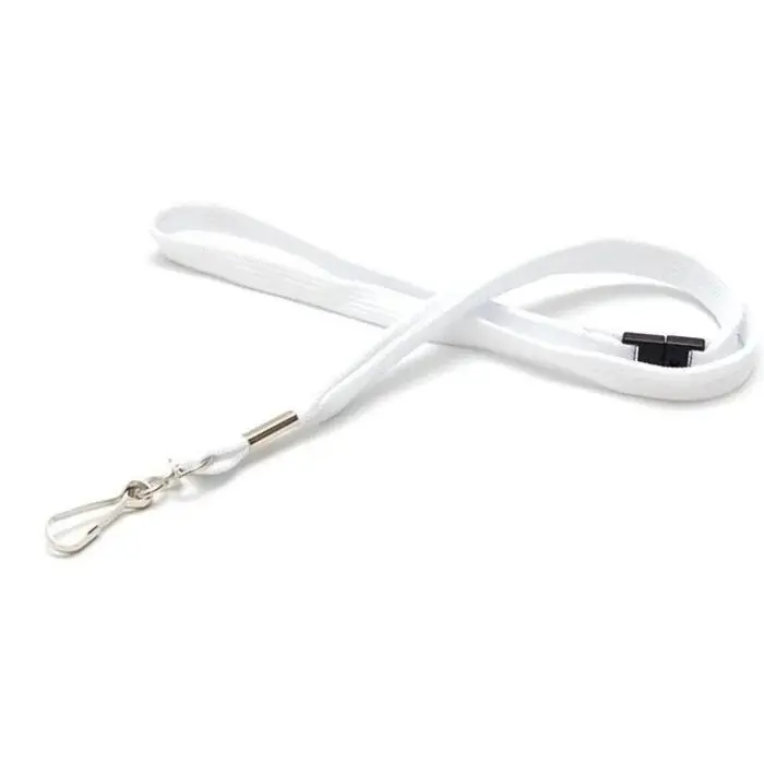 Cordon Pour Porte Badge EVOLIS en Polyester Blanc avec Crochet Pivotant en Métal