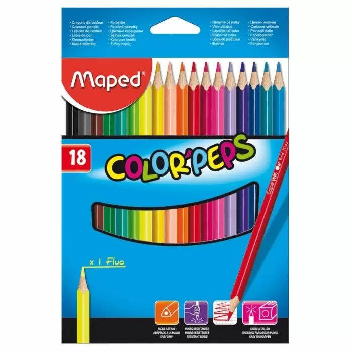 Crayons De Couleur MAPED Color'Peps Boite De 18