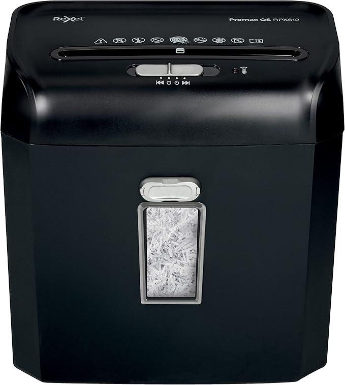 Destructeur de Documents REXEL RPX612 Coupe Croisée P-4 6 Feuilles 12 Litre