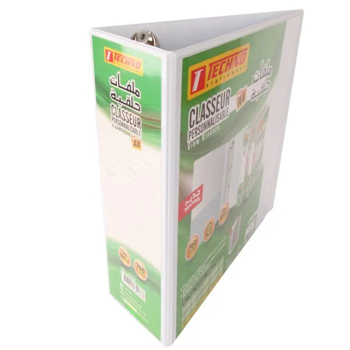 Classeur 4 Anneaux TECHNO en PP 100 mm Blanc