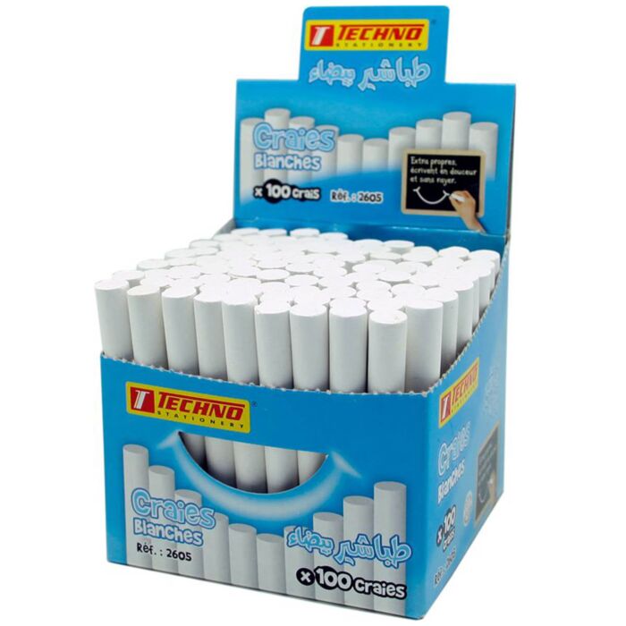 Boite De 100 Craie TECHNO Blanc