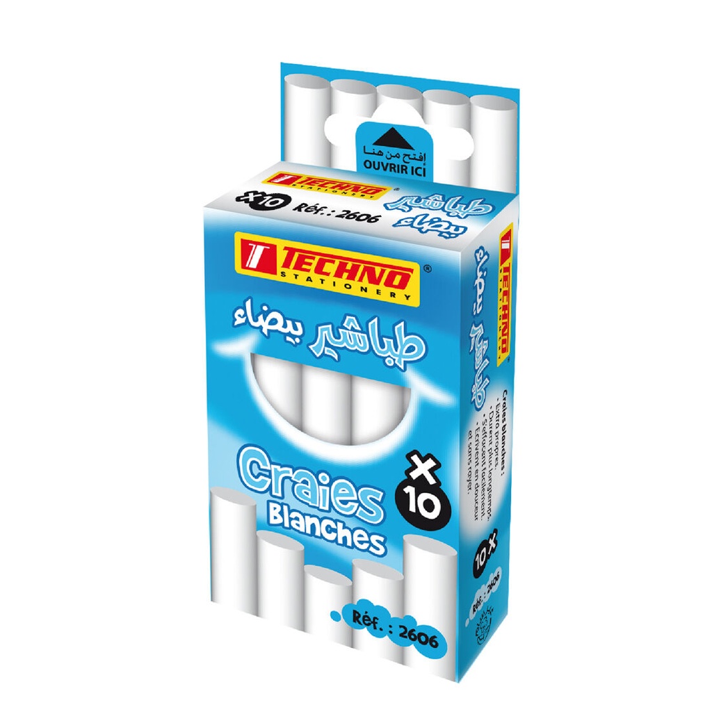 Boite De 10 Craie TECHNO Blanc