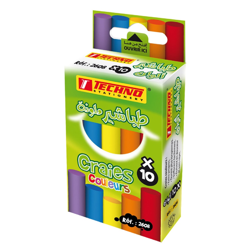 Boite De 10 Craies TECHNO Couleur