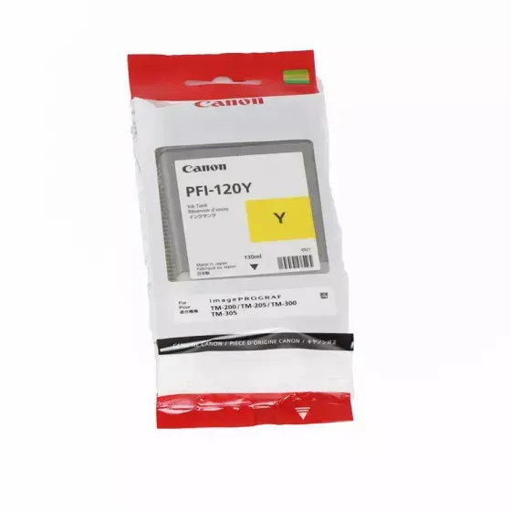 Cartouche D'encre CANON PFI-120Y Yellow pour Plotteur iPF TM-200 iPF TM-205 iPF TM-300 iPF TM-305 TM-350