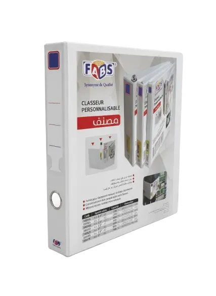 Classeur 4 Anneaux FABS A4 en PP 16mm Blanc