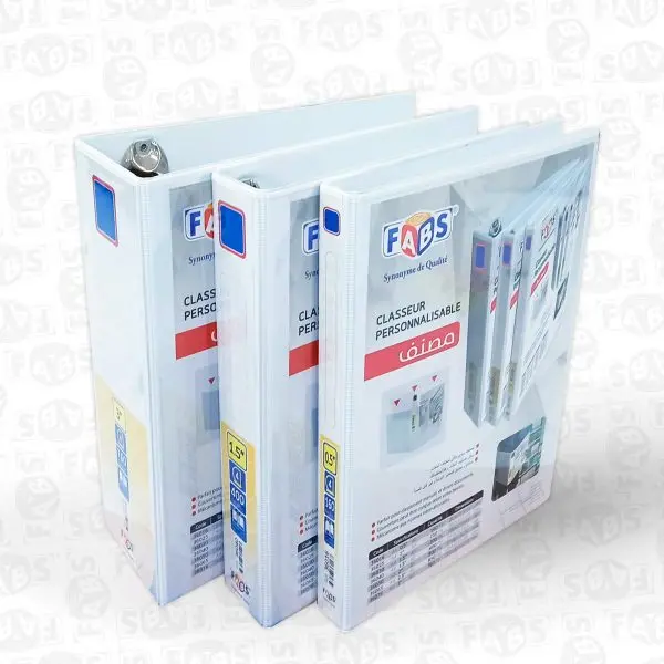 Classeur 4 Anneaux FABS A4 en PP 25mm Blanc