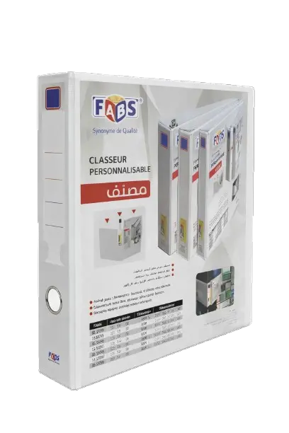 Classeur 4 Anneaux FABS A4 en PP 40mm Blanc