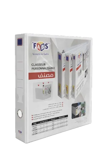 Classeur 4 Anneaux FABS A4 en PP 50mm Blanc