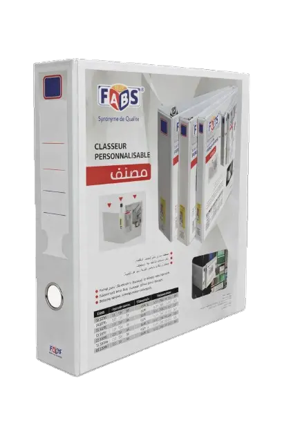 Classeur 4 Anneaux FABS A4 en PP 65mm Blanc