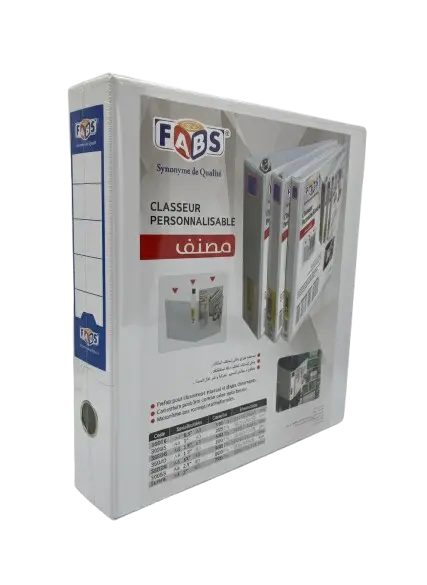 Classeur 4 Anneaux FABS A4 en PP 76mm Blanc