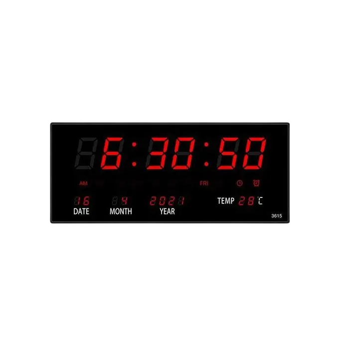 Horloge Murale LED Heure Date Température Affichage LED