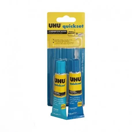 Colle UHU Quickset Boîte de 2 Tubes 15ml sous Blister