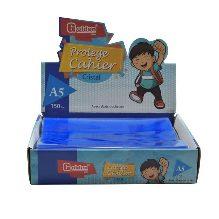 Protège Cahier GOLDEN Cristal A5 PF Bleu