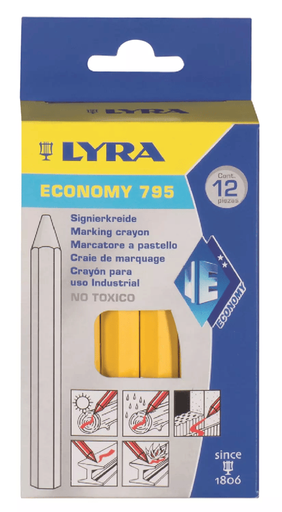 Marqueur craie LYRA Hexagonal 795 Ø 11mm x 110mm  Jaune