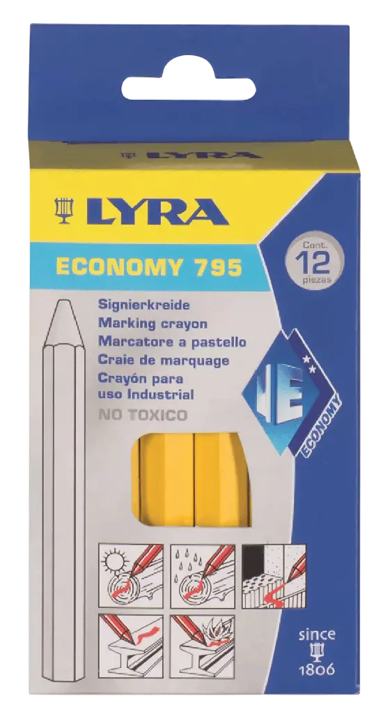 Marqueur craie LYRA Hexagonal 795 Ø 11mm x 110mm Jaune