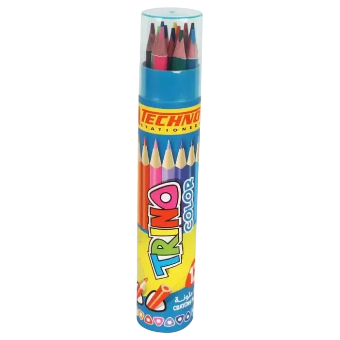 Crayons de Couleur TECHNO Trino Boite en Tube de 12