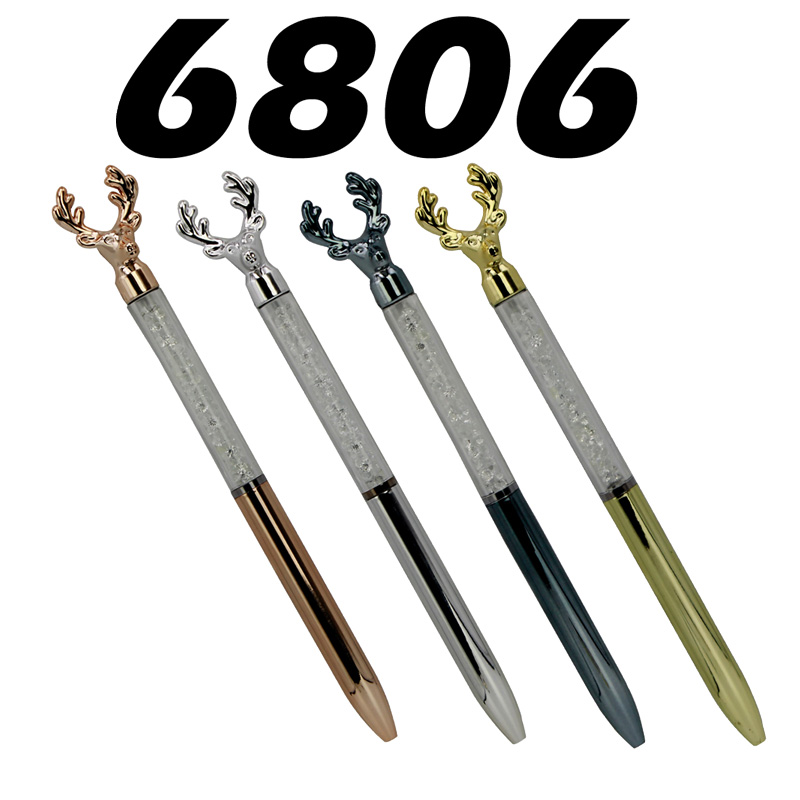 Stylo Fantaisie MOBS/YAMPAP Aipa 6806, Tube écriture Multi-couleurs à perle de simili diamants, Rétractable tête forme cerf