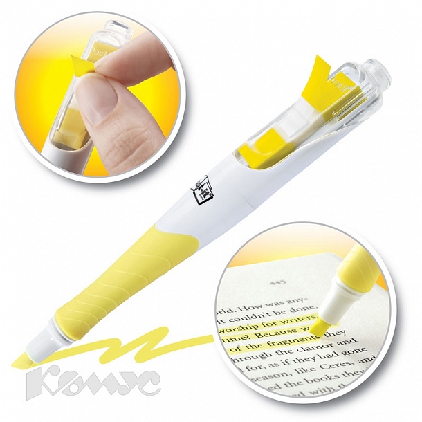 Marqueur Fluorescent POST-IT 3M Flag 2en1 50 Marque Page Jaune