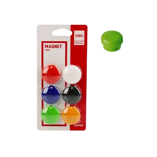 Jeu de 6 Aimants DELI 30mm pour Tableaux Blancs
