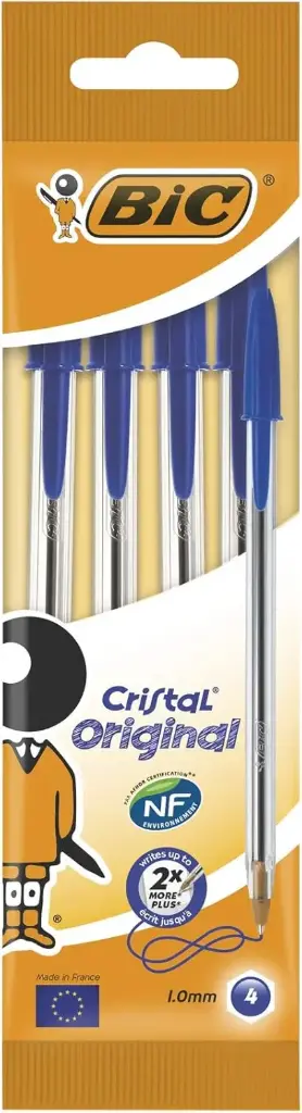 Pochette de 4 Stylos à billes BIC Cristal Grip
