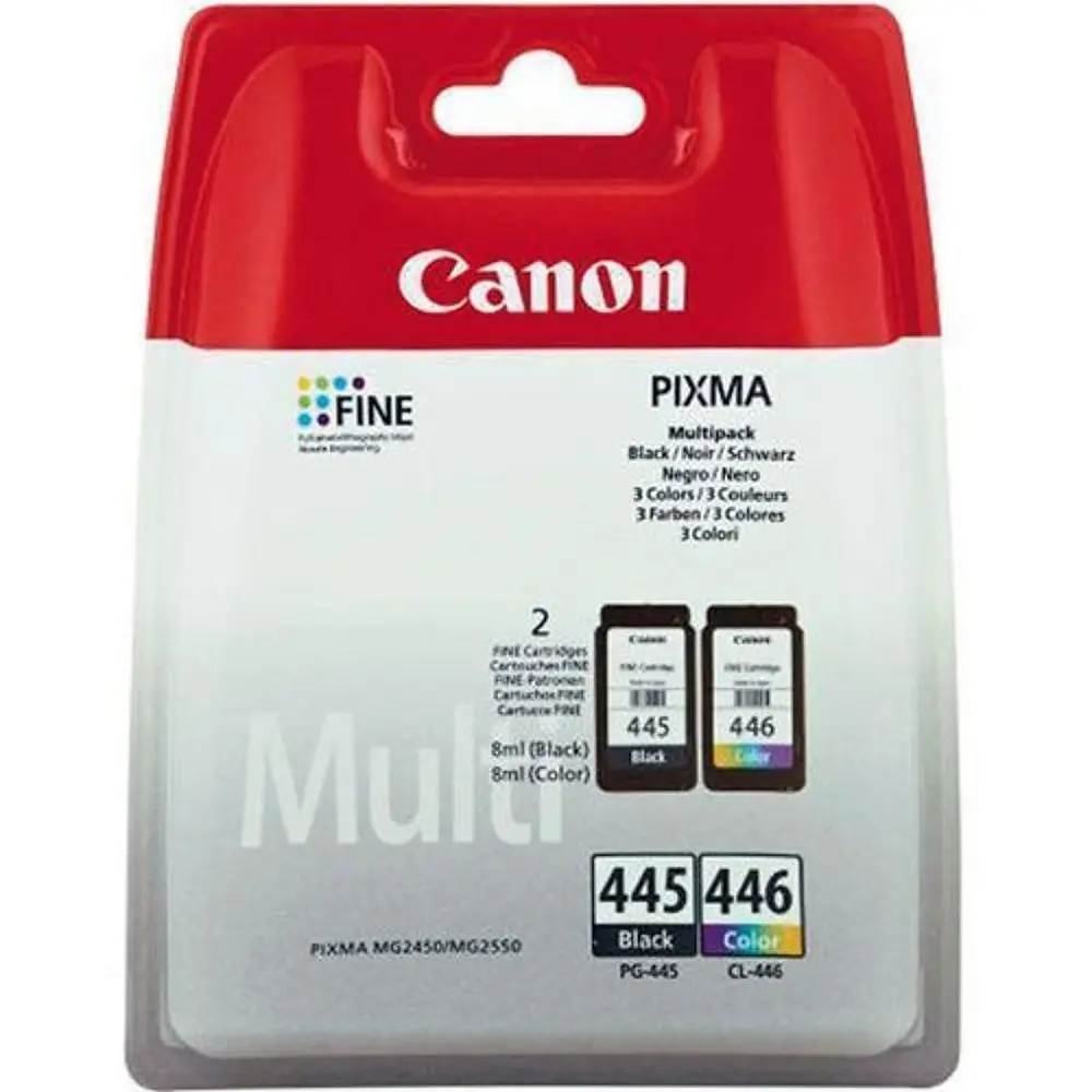 Pack de 2 Cartouche D'encre CANON PG445 et CL446 Couleur pour Imprimantes Pixma IP2840 MG2440