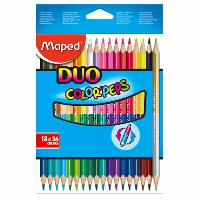 Crayons De Couleur MAPED Color'peps Duo Double Tête Boite De 18