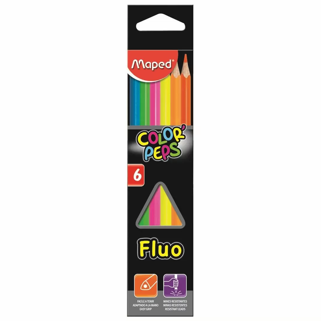 Crayons De Couleur MAPED Color'Peps FLUO Boite De 06