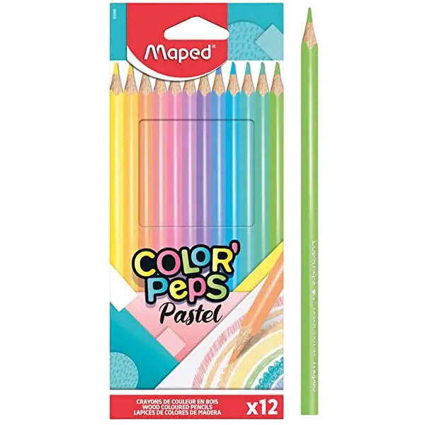 Crayons De Couleur MAPED Color'Peps Pastel Boite De 12