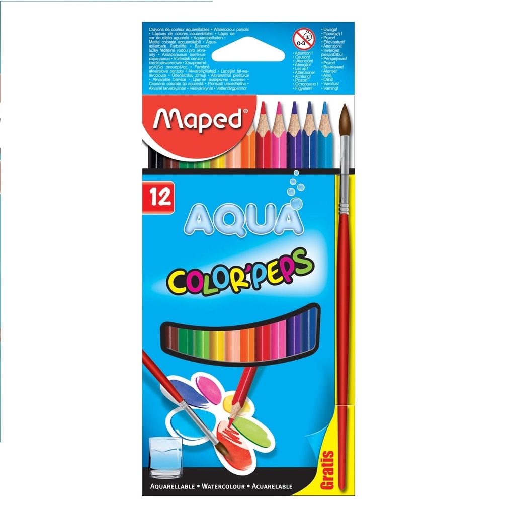 Boite Métallique De 12 Crayons Aquarelle LET'S Color Up avec Pinceau