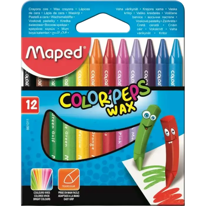 Crayons De Couleur En Cire MAPED Color'Peps Wax Boite De 12