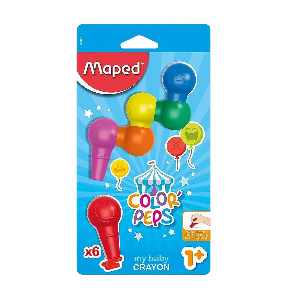 Crayons de Couleur en Cire MAPED Color'peps My Baby Crayon en Boite de 6 Mini